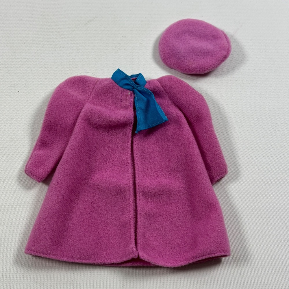 Vintage Barbie My First Fashion Pink Coat Beret Hat Blue Accent Easy On Jacket